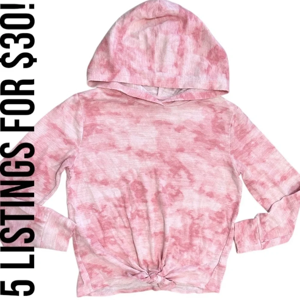 Old Navy Girls Tie Dye Plush Knit Tie Front pullover Hoodie Size Large